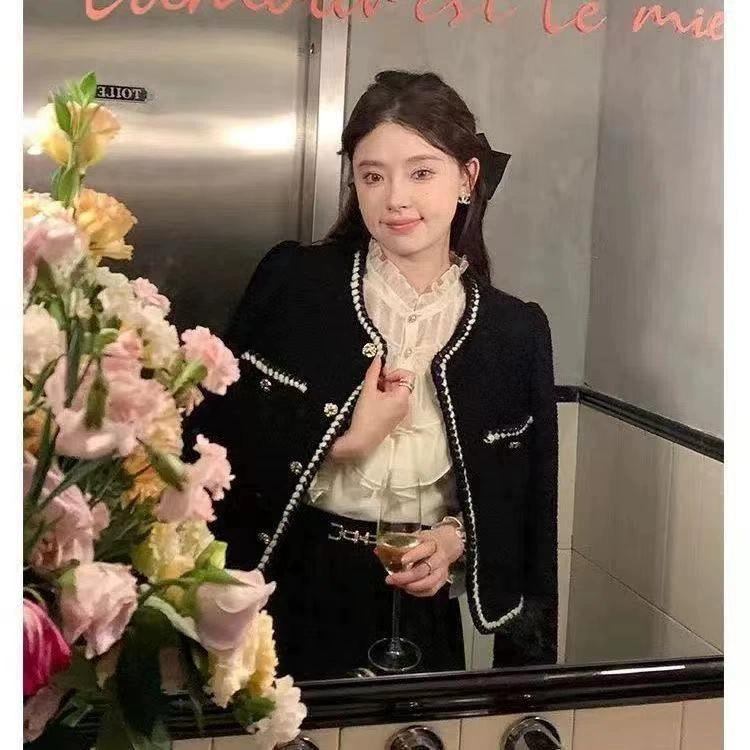 Xiaoxiang Stil Jacke für Damen im Frühling und Herbst, Kurzer Stil, Herbst Französisches Retro Design, Temperamentvoll, Society-Lady Temperament, Oberteil für Damen