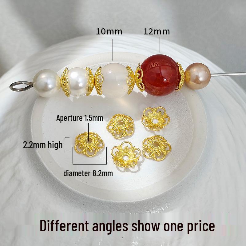 925 Silver-Plated 24K Gold Flower Bead Holder for DIY Bracelet/Necklace Spacer Beads