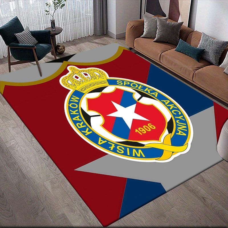 Wisla Krakow Flannel Printed Carpet, Home Sofa Decoration for Living Room & Bedroom, Non‑Slip Play Flannel Floor Mat for Game Room
