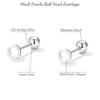 BAMOER 925 Silver Charm Pearl Beads Stud Earrings For Women Trendy Mini Ball Earrings Fine Jewelry for Daily Wear
