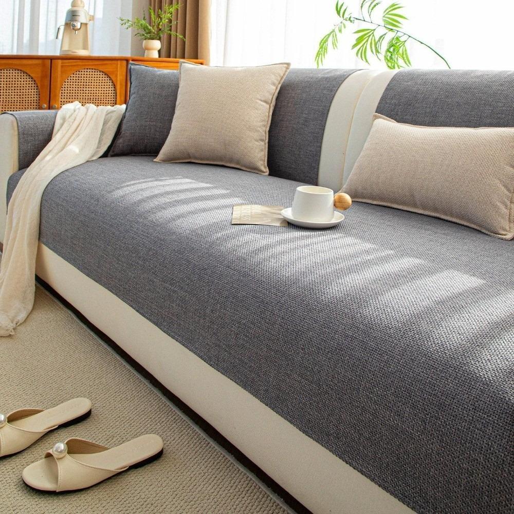 

New Cotton-Linen Blend Sofa Cushion for All Seasons Non-slip Couch Seat Cover Multi-size Soft Couch Protector for Living Room 70 x 70 cm темно серый