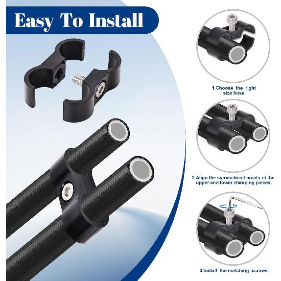Jikvmi 4 PCS Hose Separator Clamp, Fuel Line Mounting Clamp, Fit for Fuel Line, Oil Line, Brake Line, Water Pipe and Gas Line, ABS+PC,Black (4, AN6)