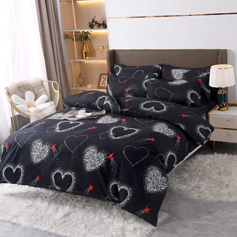 3Pcs Love Heart Duvet Cover Set Romance Queen King Size Bedding Set Zipper Quilt Cover and 2 Pillowcase Soft Skin-friendly