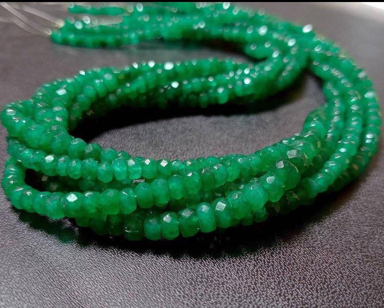 Faceted Zambia Emerald Beads: 4-5mm Green Gemstone, 2-30” Strand 20