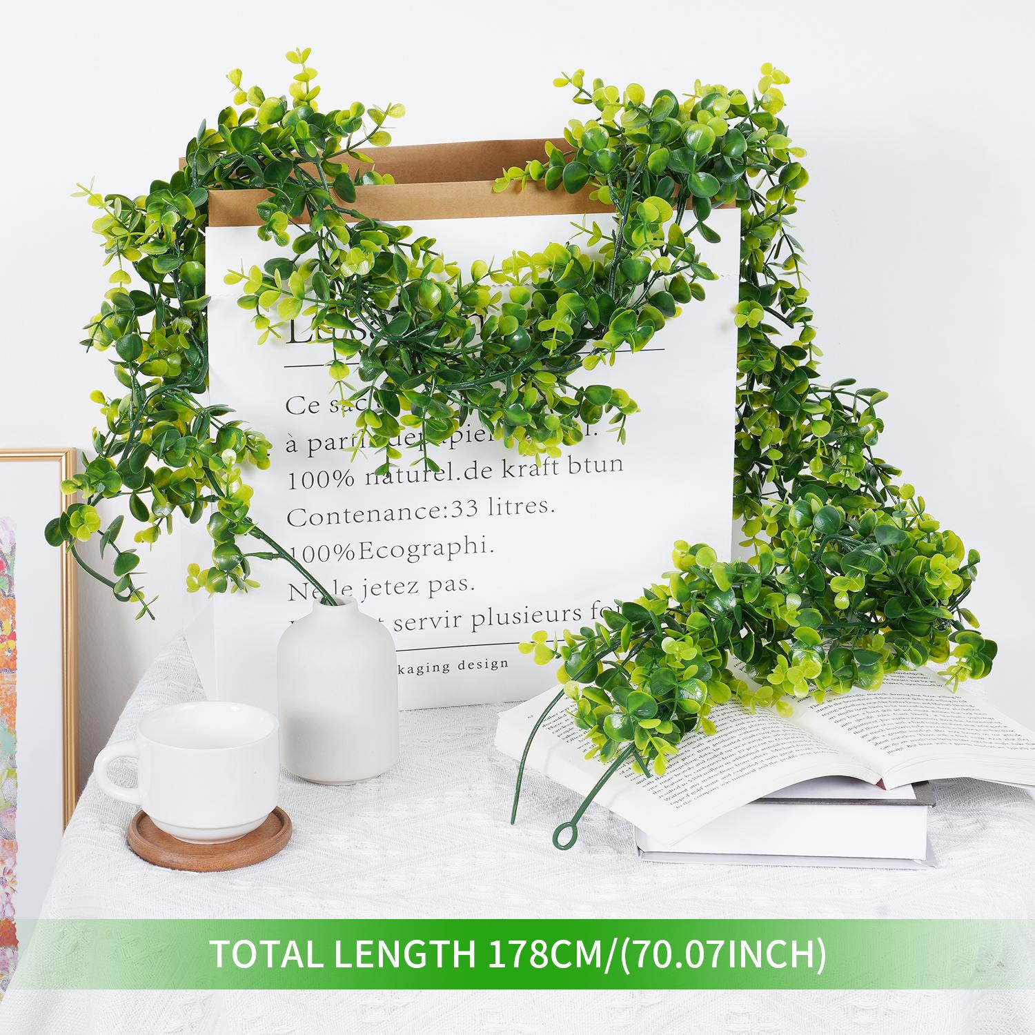 Artificial Silver Eucalyptus Greenery Garland Eucalyptus Leaves Dollar Vines Plant Wall for Wedding Arch Faux Garland Decor 1pcs