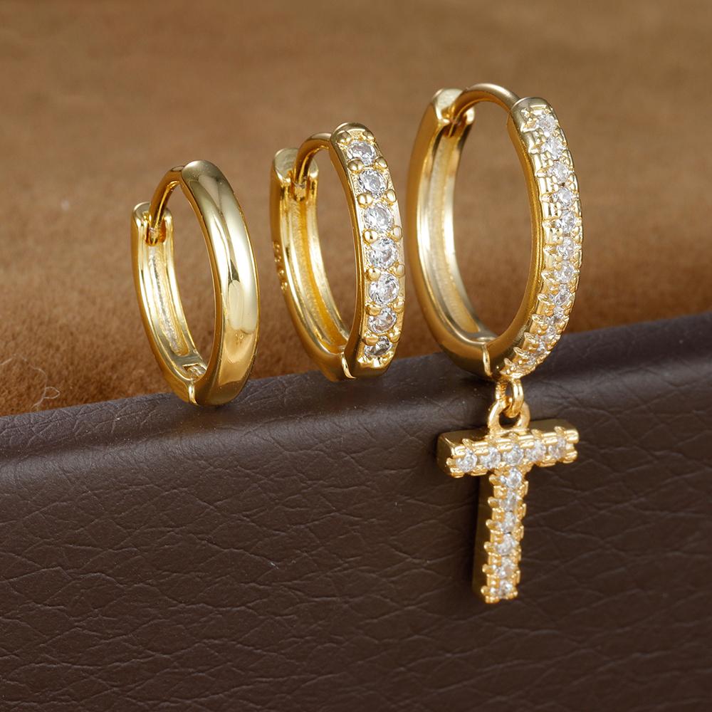 3PCS Trendy Stainless Steel Initial A-Z Letter Hoop Earrings Set For Women Fashion Huggies Cartilage Helix Piercing Jewelry