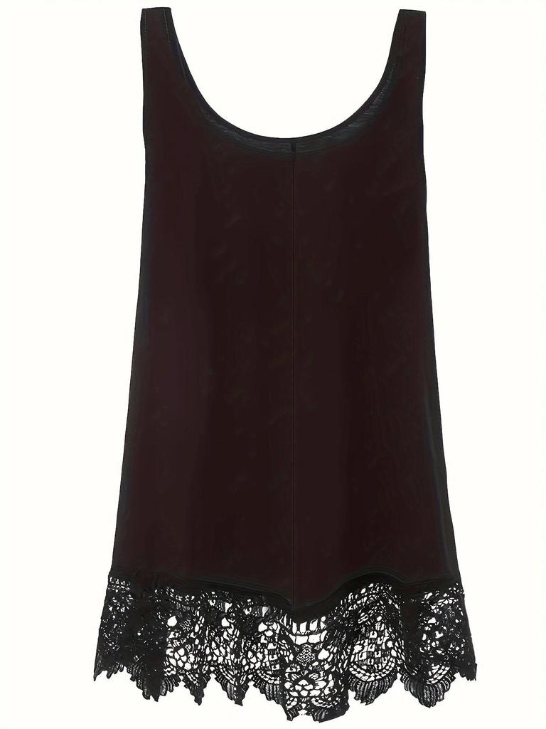 Top cu vestă fără mâneci, cu cusături din dantelă, pentru comerț transfrontalier, sărbători și petrecere a timpului liber, în culori uni