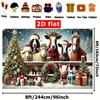 2D Winter Farm Animal Christmas Backdrop with Gifts and Snow Banner