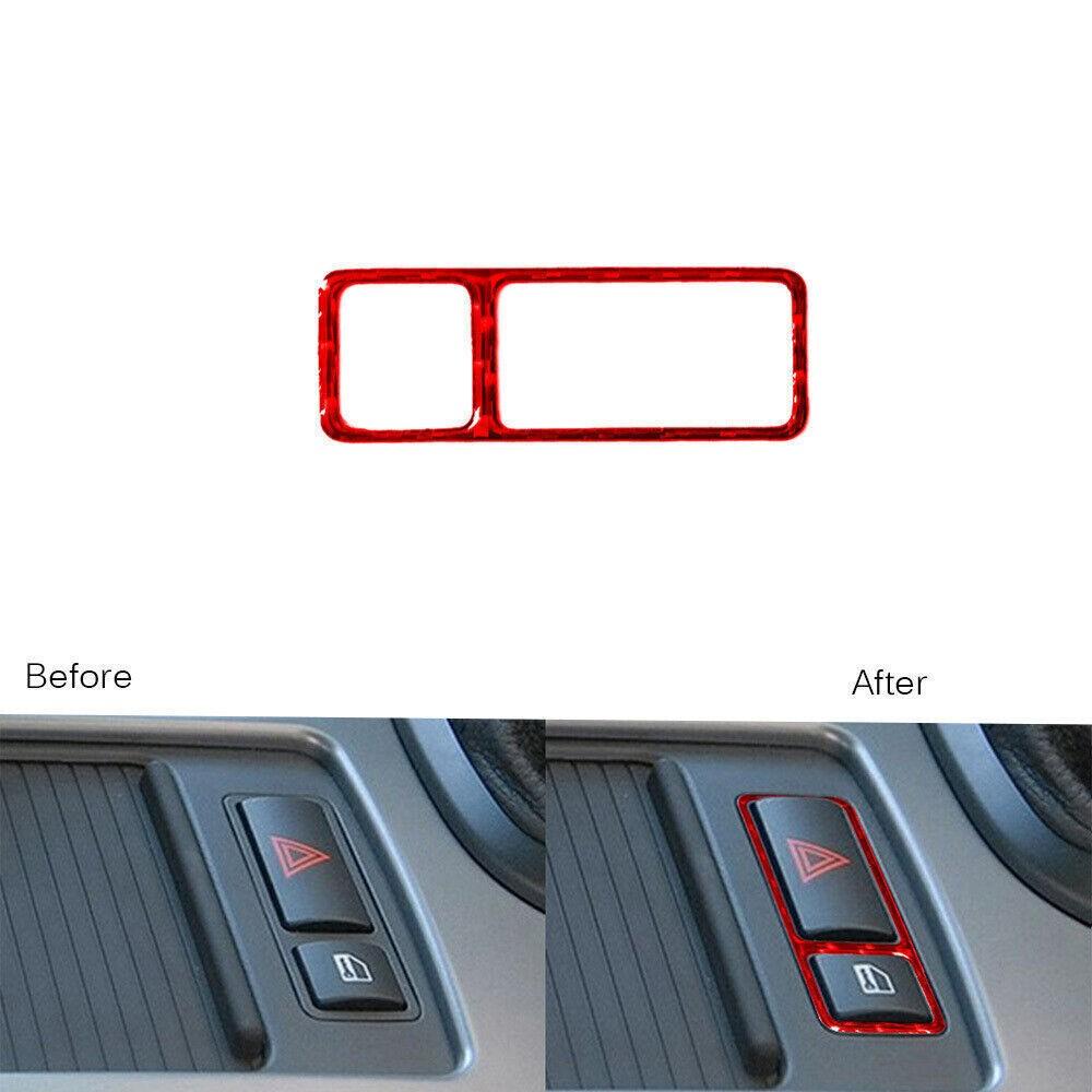 For BMW X5 00-06 Red Carbon Fiber Console Hazard Warning Light Panel Cover Trim