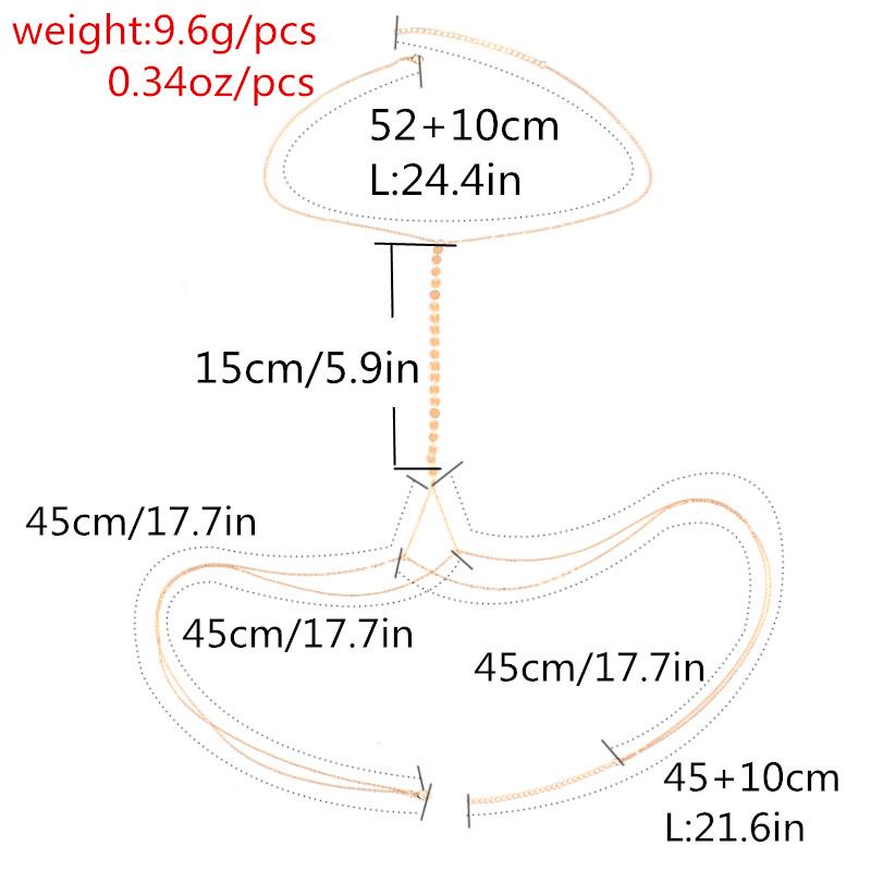 Sexy Pailletten Körper Taille Bauch Kette Sommer Strand Bikini Harness Halskette Frauen Charming Schmuck