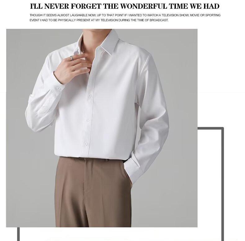 Men's Korean-Style Loose Business Casual Long-Sleeve Shirt - Light Autumn/Spring