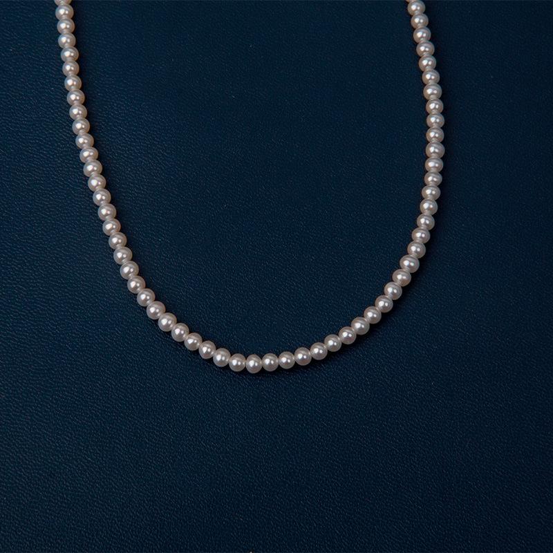 925 Sterling Silver Akoya Freshwater Pearl Necklace - Women's Beaded Clavicle Chain for Summer