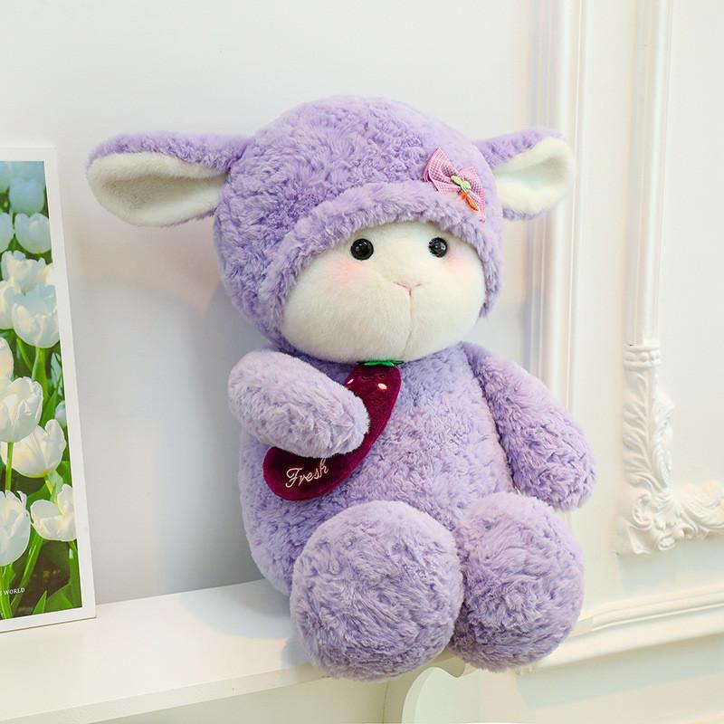 Cartoon Long Cute Eared Sheep Plush Toy Eggplant In Its Arms Kids Birthday Gift