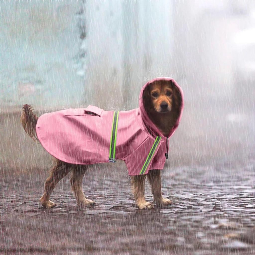 Waterproof Raincoat with Reflective Strips for Large Dogs (Golden Retriever, Samoyed)