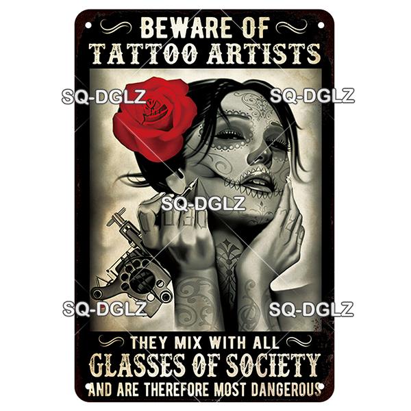 [SQ-DGLZ] Tattoo Styles Metal Sign Vintage Plaque Tin Sign Plate Wall Decor For Bar Club Man Cave Art Painting Travel Poster