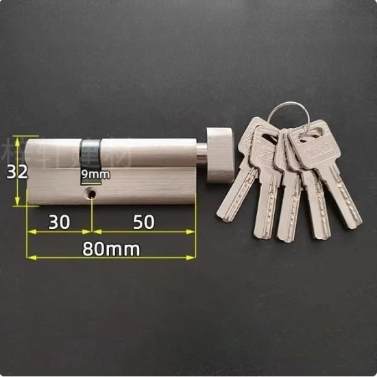 Special Custom Security Door Center Asymmetry Brass Lock Cylinder with Knob Aluminum Alloy Door Eccentric Lock Core Height 32mm