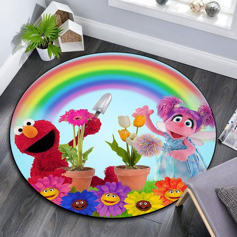 Sesame Street4,Round Area Rug,Carpet Rug for Living Room Bedroom Sofa Playroom Decor,Non-slip Floor Mat