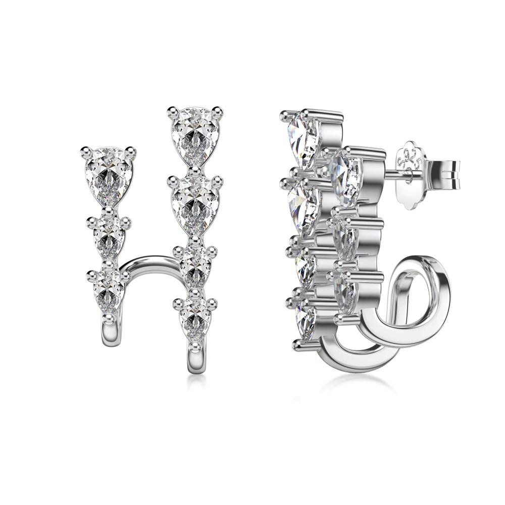 Dylam Luxury Geometric S925 Silver Jewelry 18K Gold Plated Earring Cz Zirconia Double Layer Hoops Hook Stud Earrings for Women