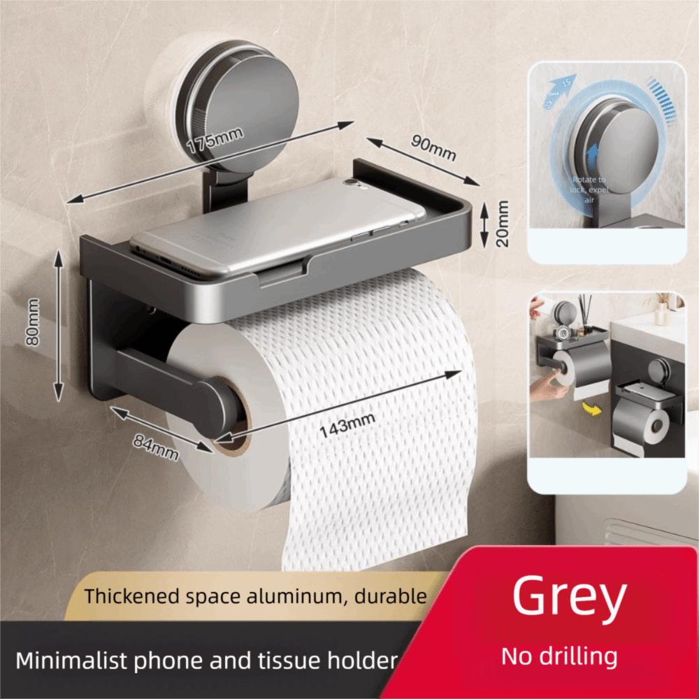 No Drilling Toilet Roll Paper Rack Suction Cup Tissue Stand  Bathroom Kitchen