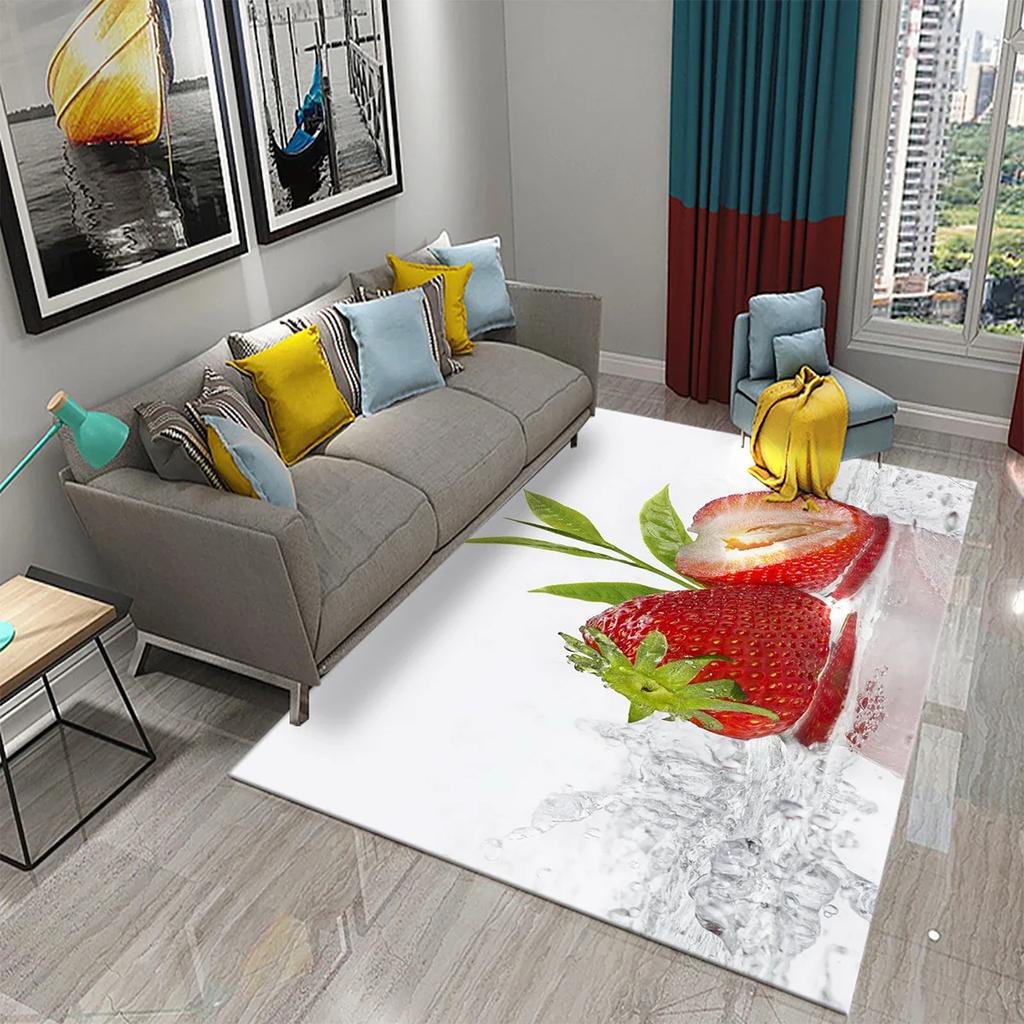 Strawberry Carpet Fresh Fruit Rug Kitchen Doormat Living Room Bedroom Floor Rug Bathroom Non-slip Foot Mat Entrance Hall Carpet