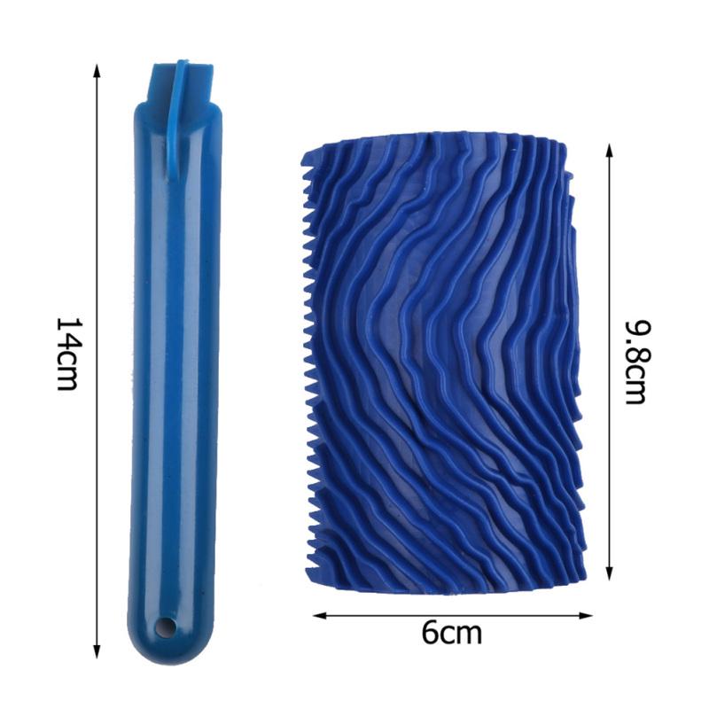 Blue Rubber Wood Grain Paint Roller DIY Graining Painting Tool with Handle for Home Use