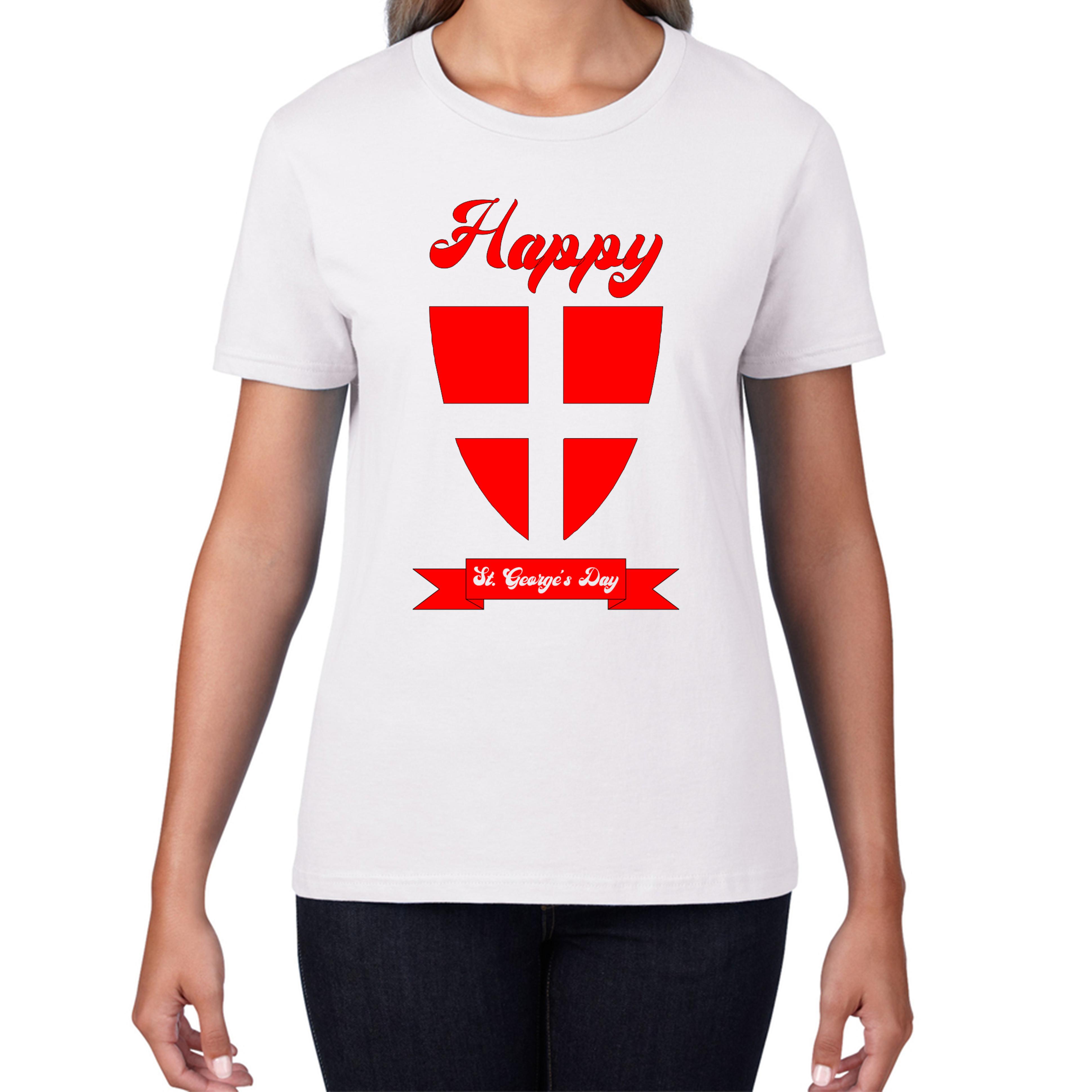Happy St. George s Day Knight Shield Ladies T Shirt Mens Tops Tees Unisex 3XL