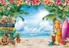 Summer Hawaiian Beach Backdrop Tropical Flowers Aloha Luau Party Birthday Decorations Photography Background Photo Studio Banner