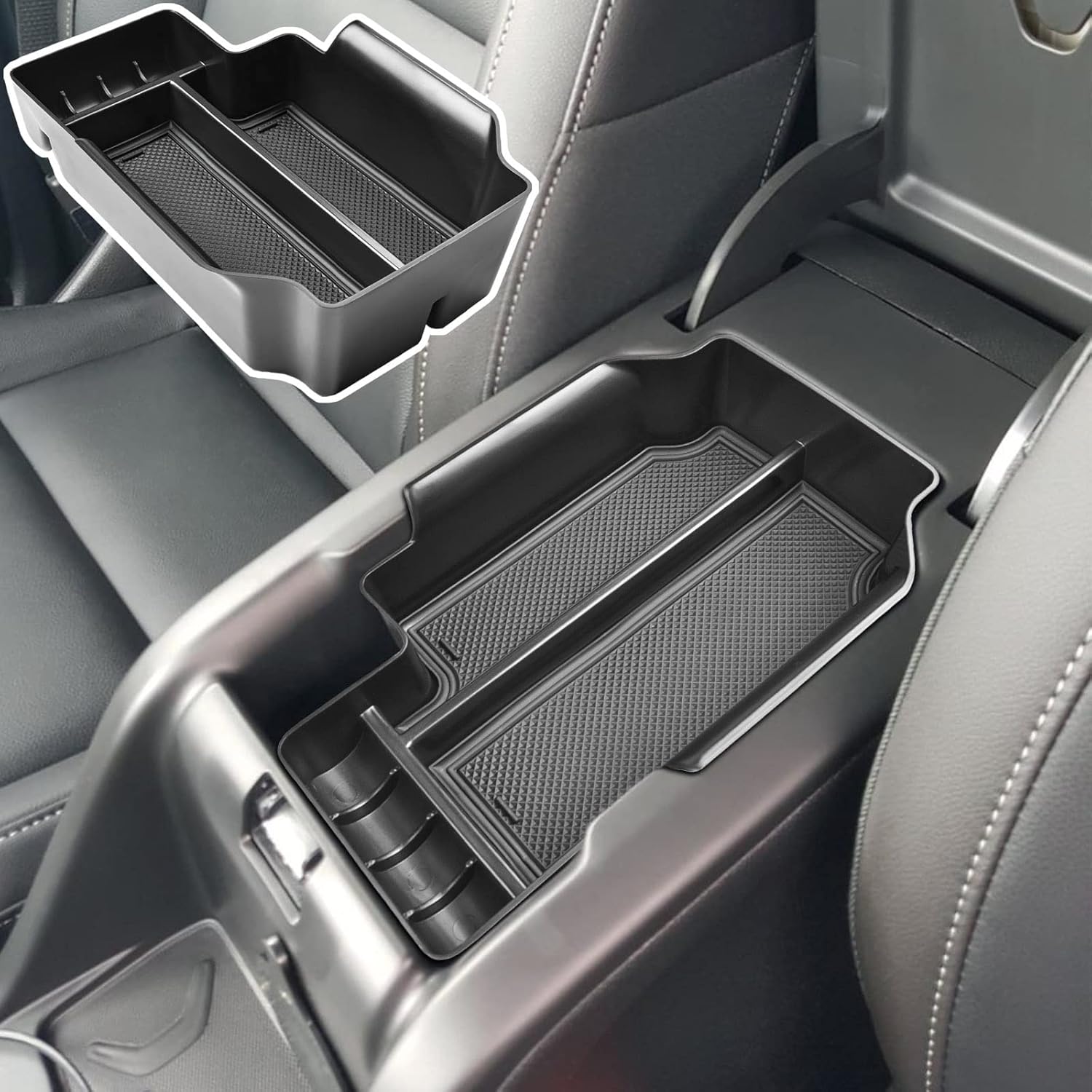 

TACORBO Center Console Organizer Compatible With Chevy Colorado/GMC Canyon Accessories 2015- Armrest Secondary Storage Box, ABS Materials,Black
