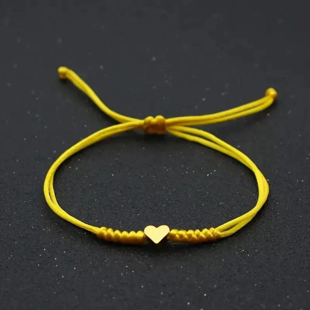 Hot Golden Silvery Heart Braided Rope Adjustable Bracelet Unisex Trendy Fashion Simple Versatile Couple Jewelry Gift Wholesale