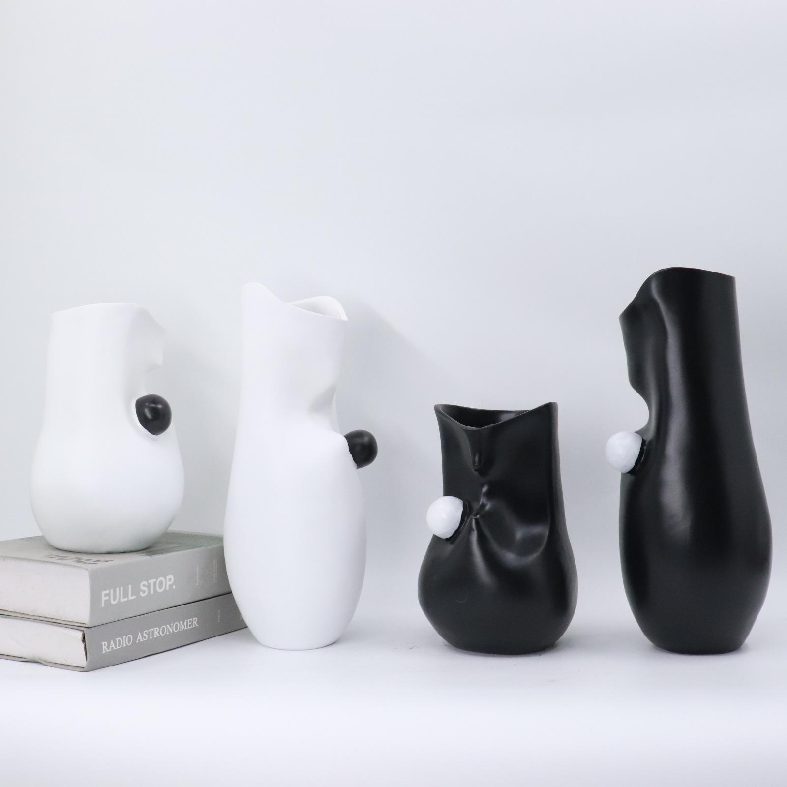 

Modern Minimalist Abstract White Flower Vase for Living Room or Entryway Small 16*16*25 cm белый