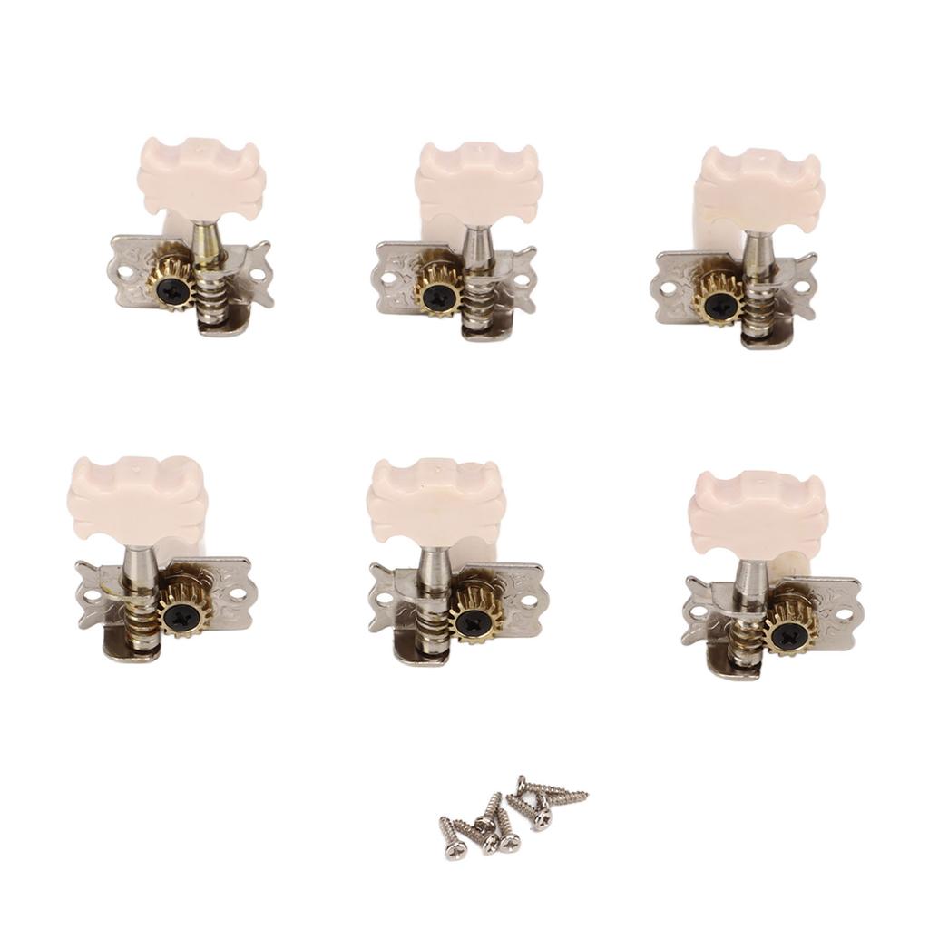 Classical Guitar Tuning Peg White Plastic Exquisite Appearance Metal 3L3R Guitar Peg Tuner for Replacement