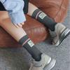 Multicolored Wool Mid-calf Socks for Women In Autumn and Winter, Thickened and Warm Striped Heels with Fabric Labels