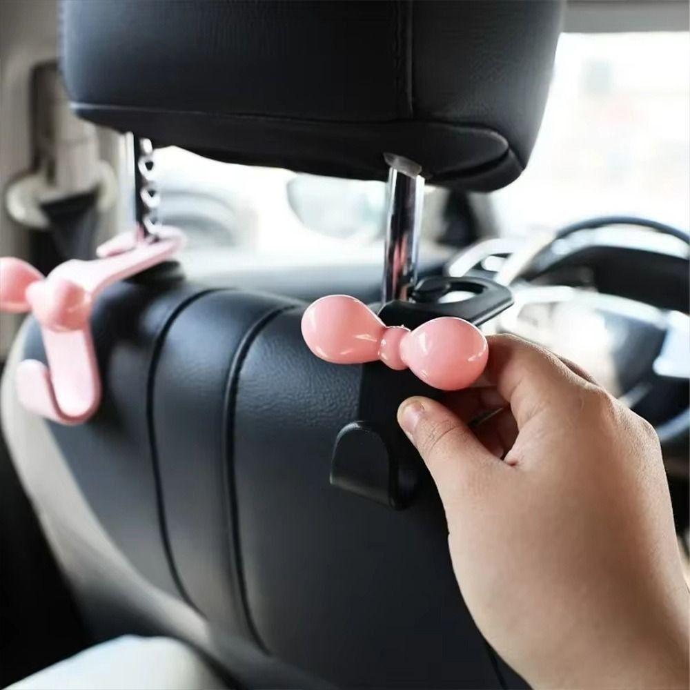 4Pcs Bowknot Car Seat Back Hook Dopamine Seat Back Hanger Sundries Back Storage Hook  Seat Headrest
