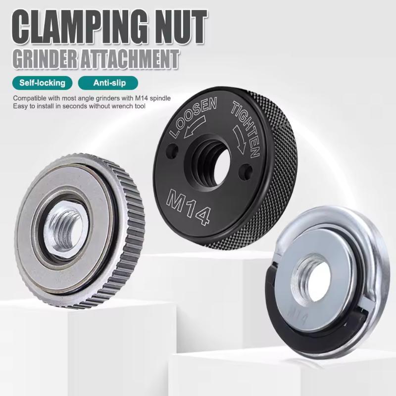 M14 Gewinde Winkelschleifer Selbstverriegelnde Druckplatte Schwarz Schnellspannflanschmutter Spannkraft Spannfutter Werkzeugteile 1Stk
