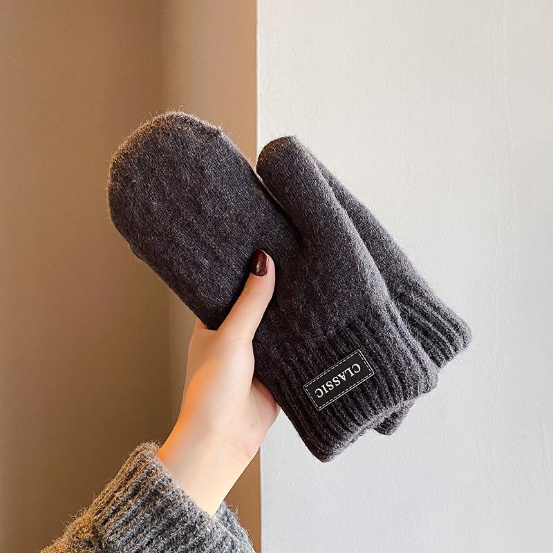 Men’s Plush Wool Mittens: Thick, Windproof & Cold-Proof Winter Gloves for Outdoor Activities