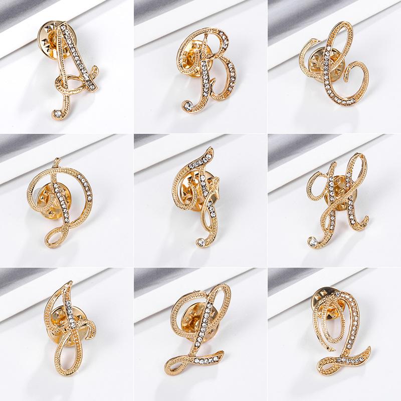 1PC Light Luxury Diamond Studded English Letter Brooch, Women'S High-Quality Jewelry Gift, Versatile Suit Sweater