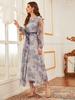 2025 French Elegant Women's Mesh Print Waist-Cinching Dress