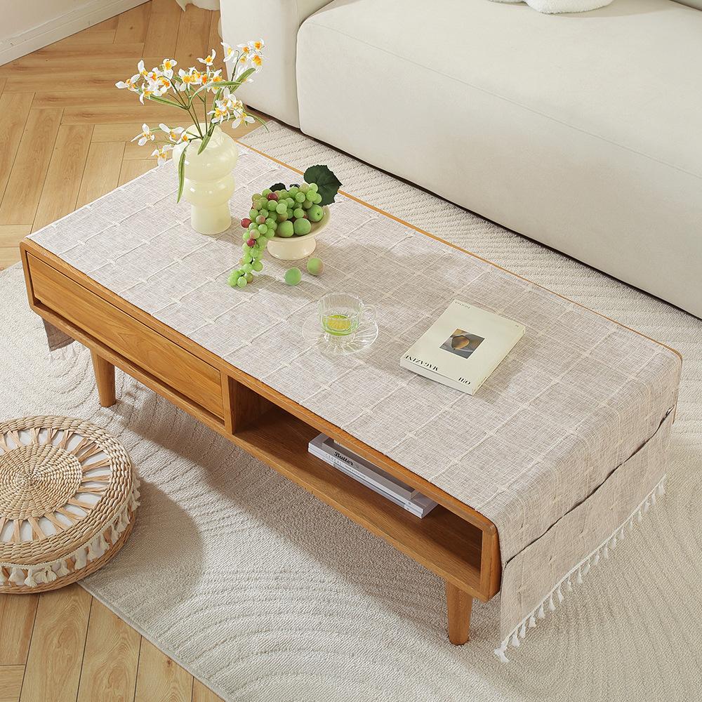Rectangle Tablecloth Coffee Table Mat Table Mat Fabric Embroidery Jacquard Tassel Household Dust Cover