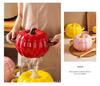 Ceramic Pumpkin Double-Handle Soup Bowl with Lid - Creative Large Noodle & Soup Pot, Ideal for Snail Noodles.