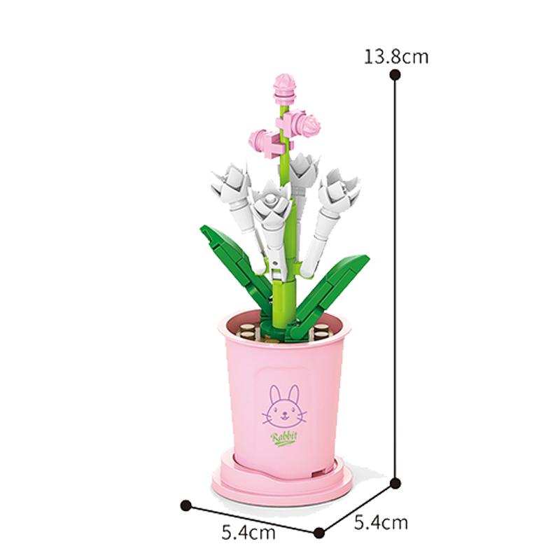 Girls Series Flowers Roses Bouquet Building Blocks Potted Plant Model  Valentine Gift Art Floral Arranges DIY Creative Sets