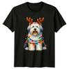 Festive Dog Christmas Lights Holidays Unisexs T Shirt Unisexs Tee Graphic Unisex Top