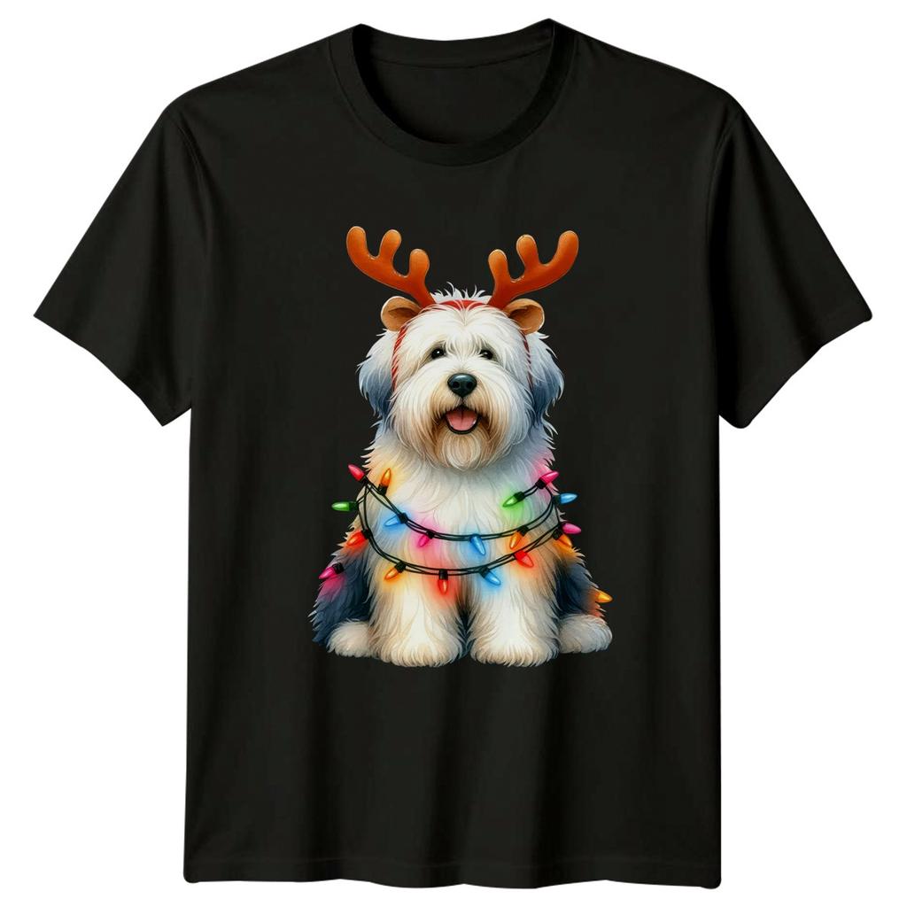 Festive Dog Christmas Lights Holidays Unisexs T Shirt Unisexs Tee Graphic Unisex Top