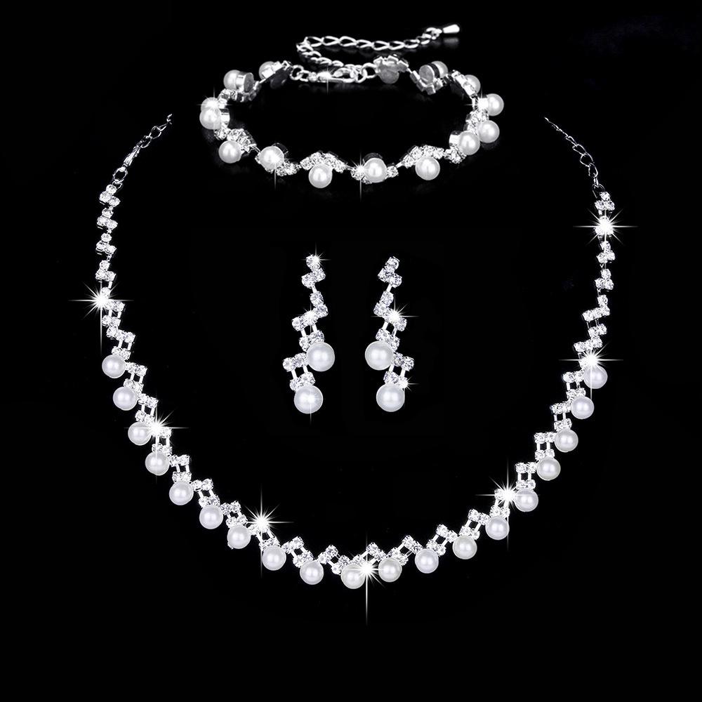 Rhinestone Bridal Jewelry Set: Necklace, Earrings, and Bracelet