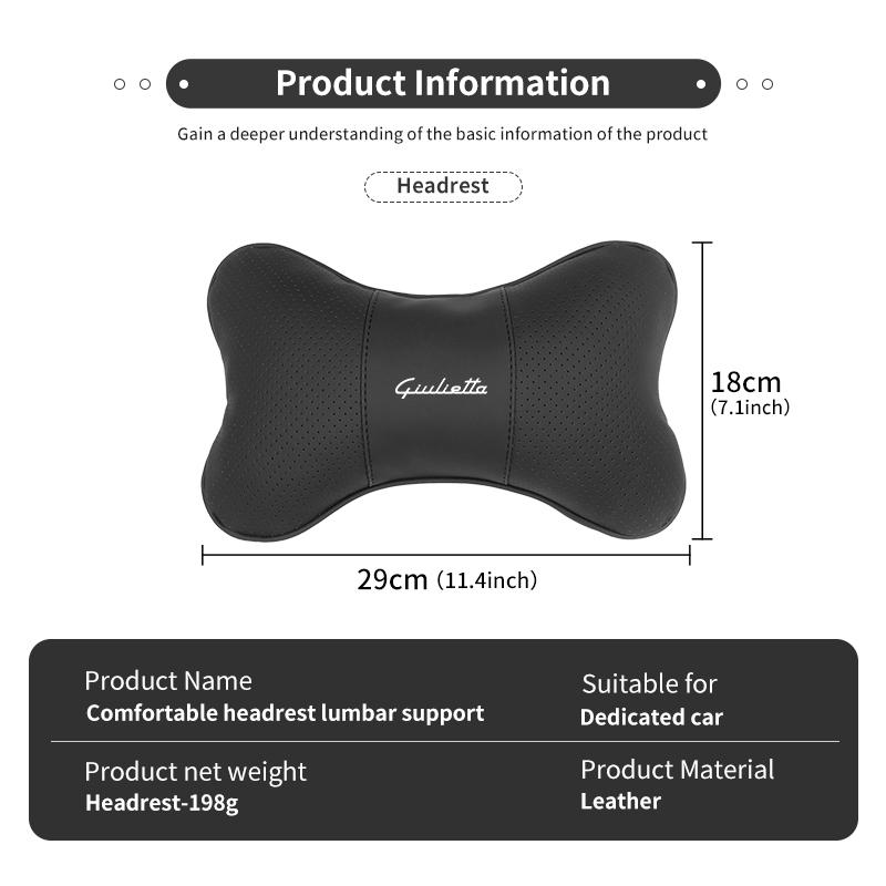 Car Headrest Neck Pillow Lumbar Support Cushion Interior Accessories For Alfa Romeo GT Stelvio F1 Brera Volante Tonale Gloria