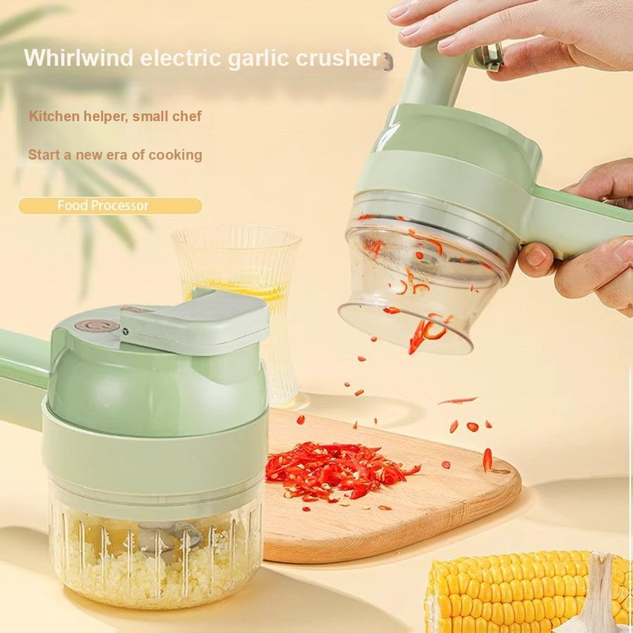 Multifunctional Vegetable Chopper Chili Ring Onion Slicer Ginger Paste Garlic Slices Electric Garlic Crusher Artifact