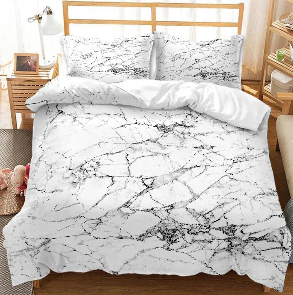 Beding Soft Duvet Cover Set White plus Black Marble 3 Piece-10 -TC Premium Microfiber Down Warm Comforter Comfortable Quilt Cover featuring Ziper