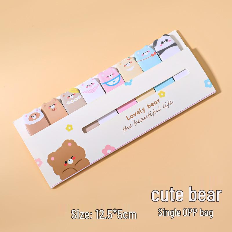 Adorable Animal Reusable Sticky Notes - Tearable Cartoon Index Stickers for Students