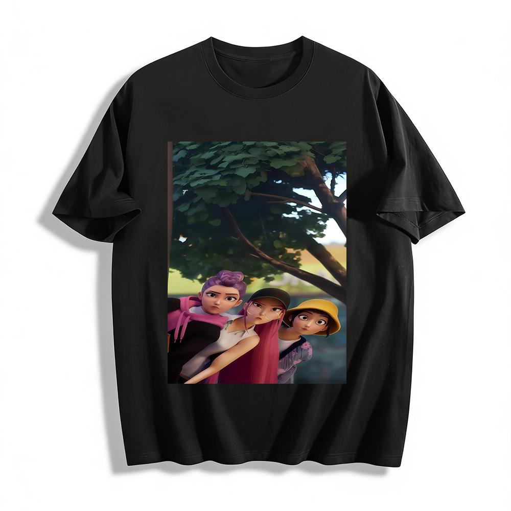 

Anime Trio Print Casual Top Unisex Loose Breathable Versatile Crew Neck T-Shirt Pure cotton T-shirt 6XL