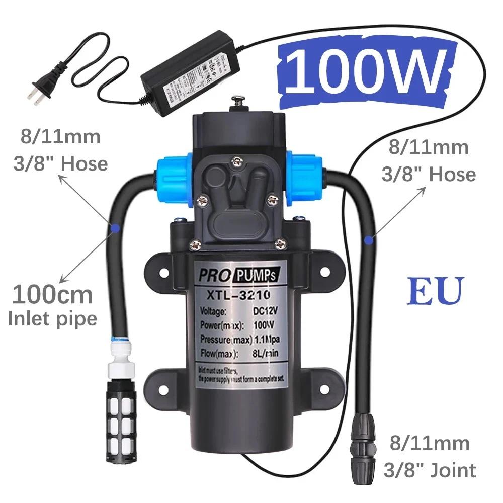 3/8" 9/12mm Misting Cooling System 0.6mm Nozzles Fine Atomizer PE Tubing Filter Self-priming Pump Garden Irrigation Watering Kit