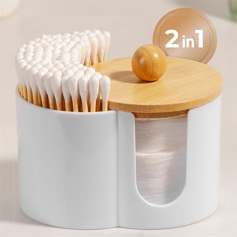 

Cotton Round Pad Holder Powder Puff Storage Box Home Cotton Swab Box Makeup Organizer Dustproof Portable Durable Bathroom Jar белый